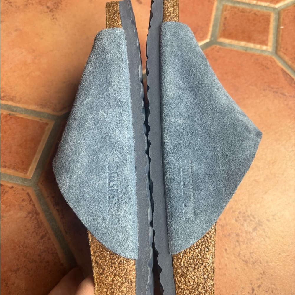 Birkenstock Blue Suede Slide Sandals - Picture 5 of 6